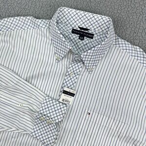 NEW Tommy Hilfiger Men's XL Long Sleeve Shirt Blue & White Pinstripes